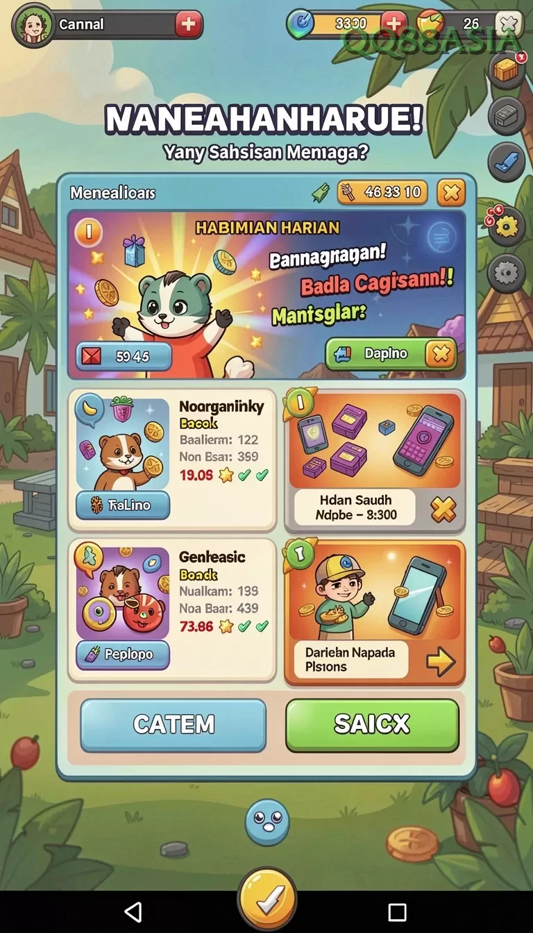 Cuplikan layar MEGA188 — menu navigasi